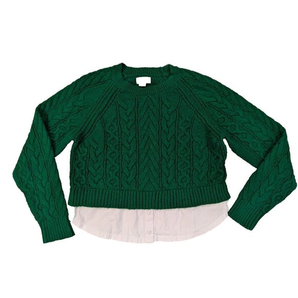 Anthropologie Mauve Green Layered Sweater Cable Knit Size S - Picture 5 of 11